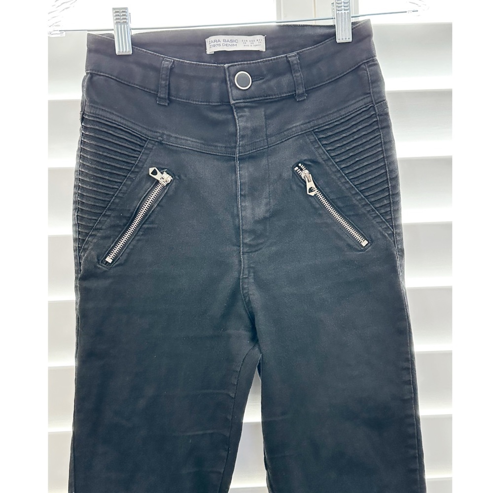 Zara Basic Z1975 🌟Moto Skinny Ankle Jeans Women's 6 Mid Rise Stretch Denim Black - Picture 11 of 11